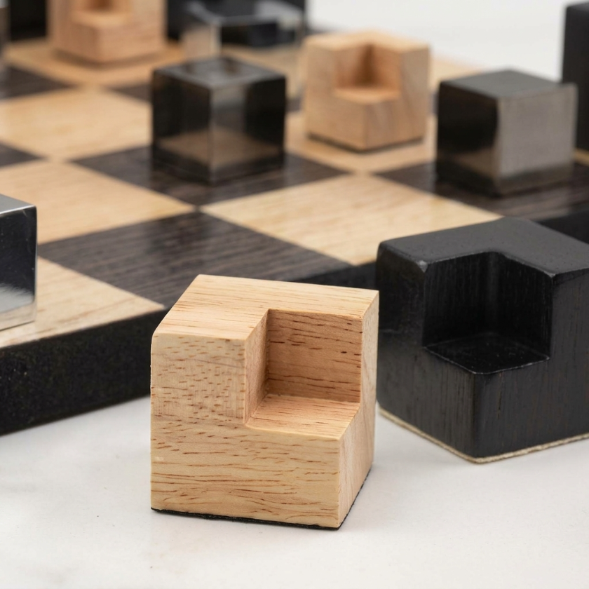 The Vector - Geometric Oak Chess Set