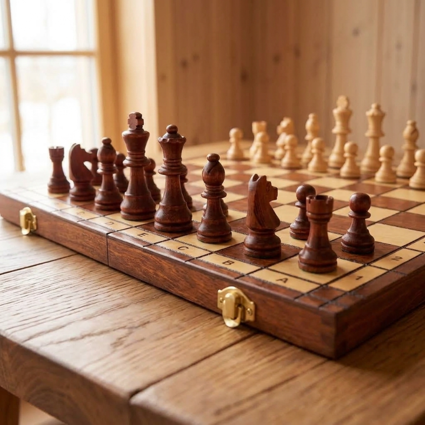The Atlas - Folding Magnetic Walnut Chess Set