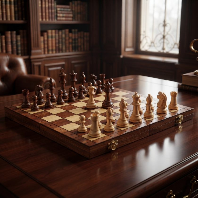 The Atlas - Folding Magnetic Walnut Chess Set