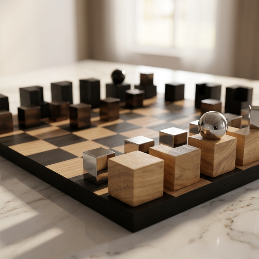 The Vector - Geometric Oak Chess Set
