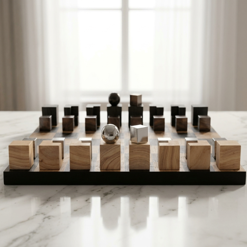 The Vector - Geometric Oak Chess Set