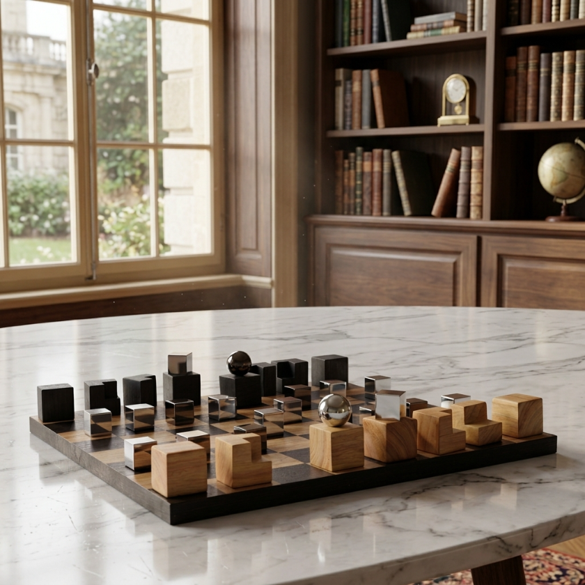 The Vector - Geometric Oak Chess Set