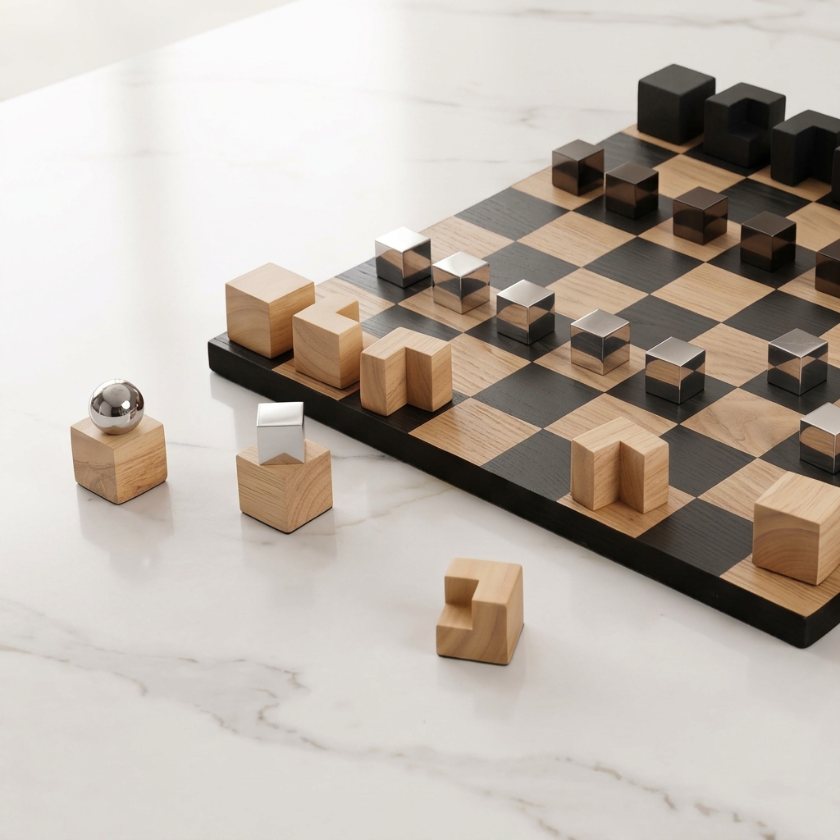 The Vector - Geometric Oak Chess Set
