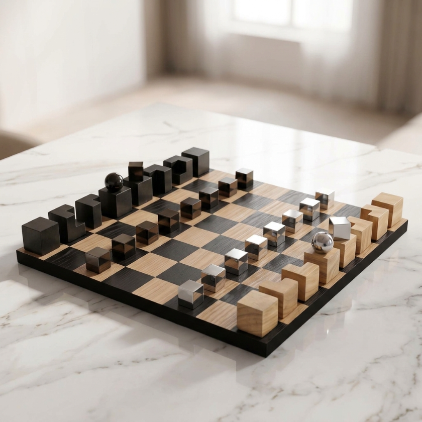 The Vector - Geometric Oak Chess Set