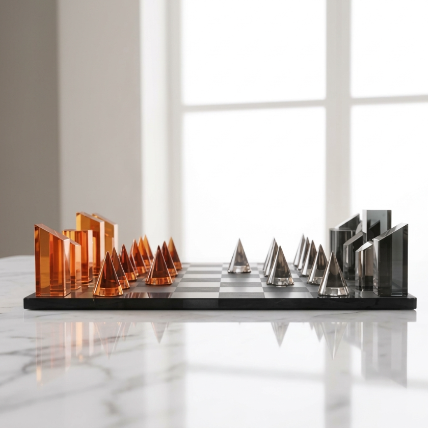 The Lumen - Geometric Crystal Chess Set