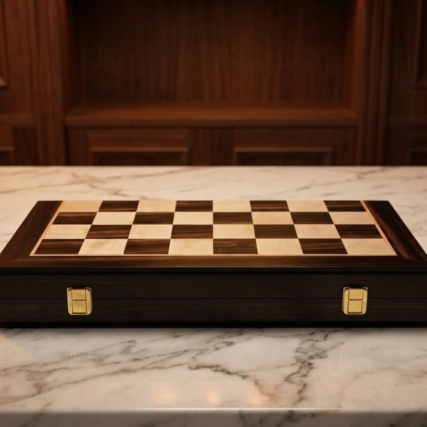 The Axiom - Folding Chess Set with Silver & Copper Pieces