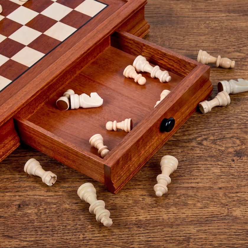 The Equinox - Magnetic Maple Chess Set with Storage Drawers
