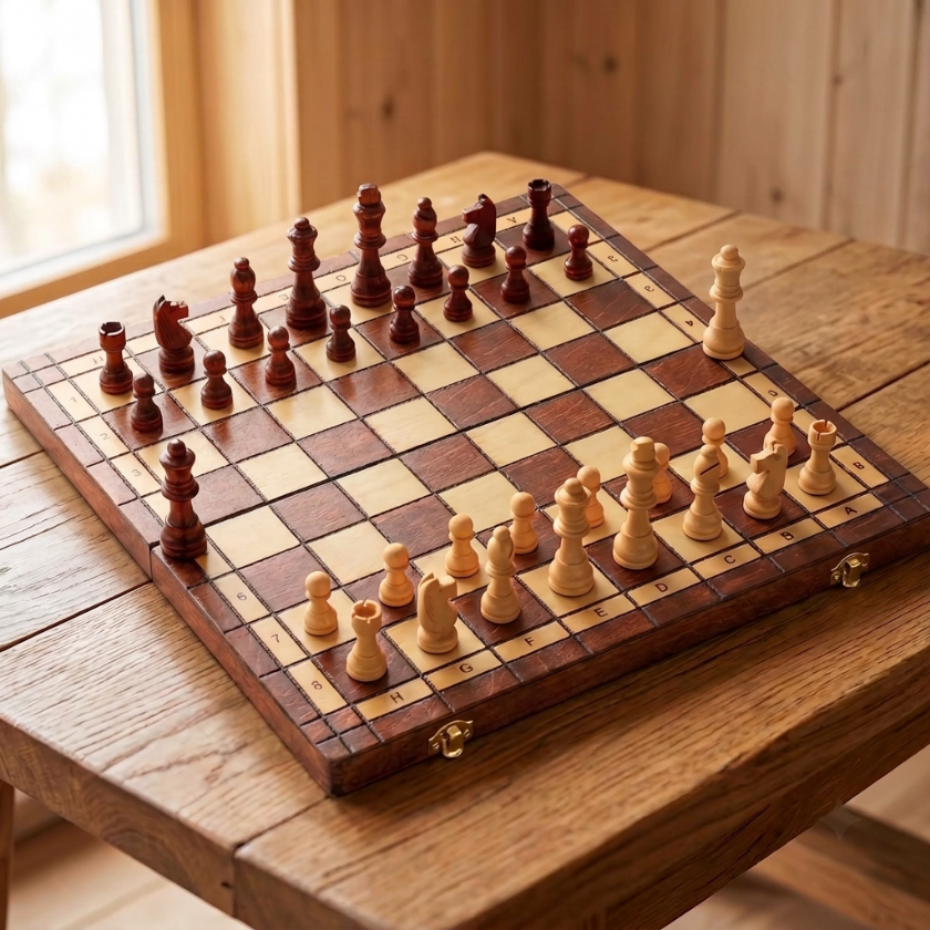 The Atlas - Folding Magnetic Walnut Chess Set