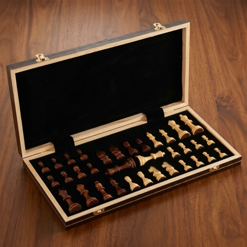 The Atlas - Folding Magnetic Walnut Chess Set