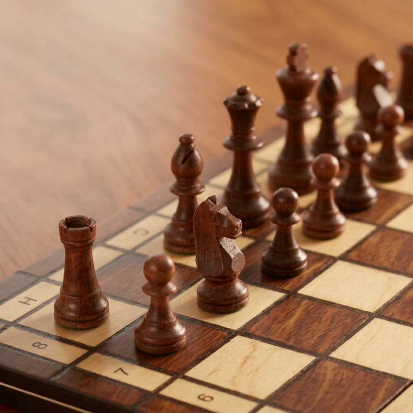The Atlas - Folding Magnetic Walnut Chess Set