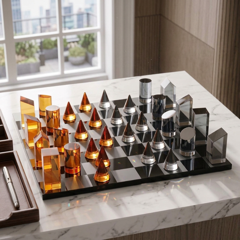 The Lumen - Geometric Crystal Chess Set
