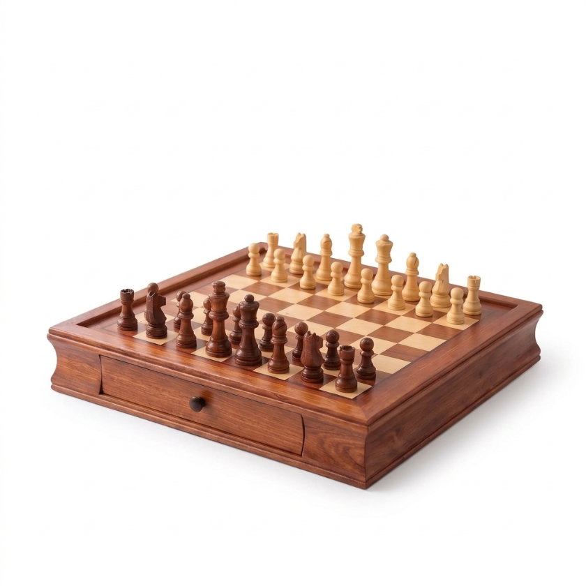 The Equinox - Magnetic Maple Chess Set with Storage Drawers