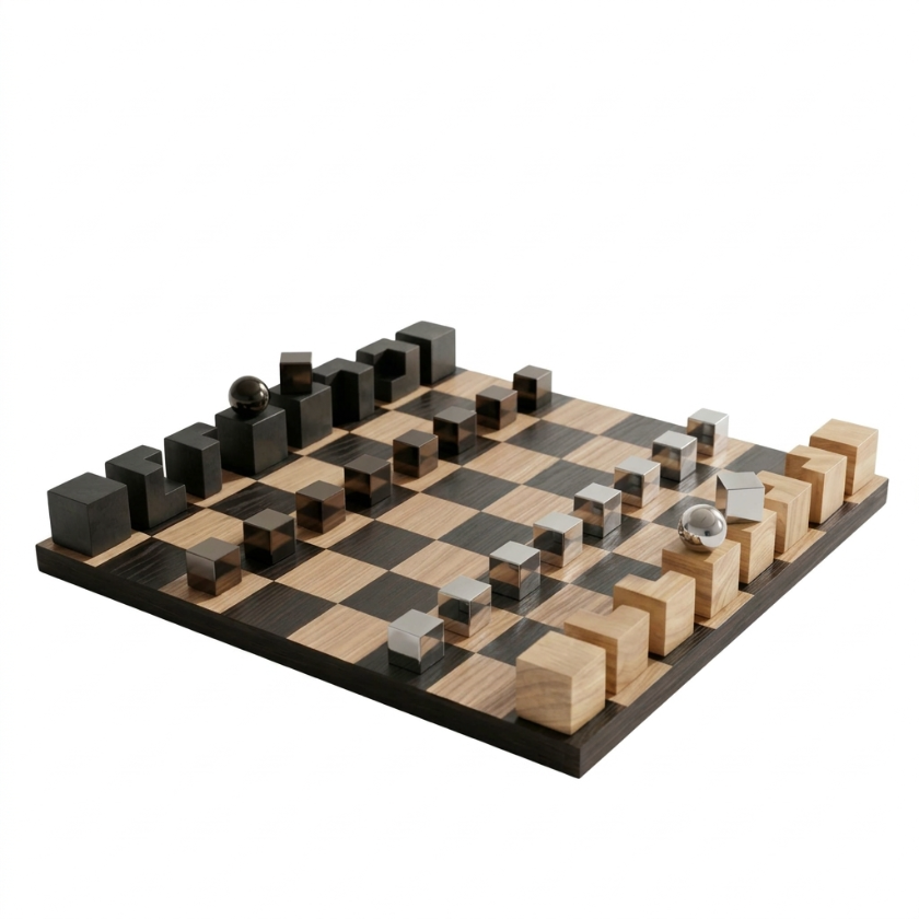 The Vector - Geometric Oak Chess Set